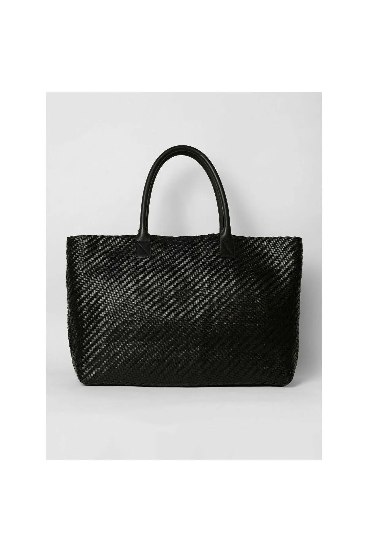 Allan K Morgan X Large Double Jump Leather Woven Tote | Black