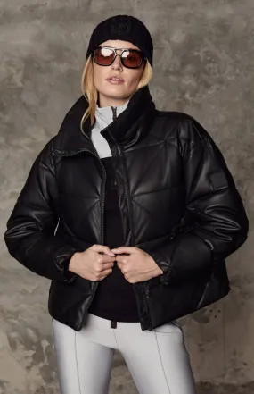 Alta Puffer Jacket | Black Faux Leather