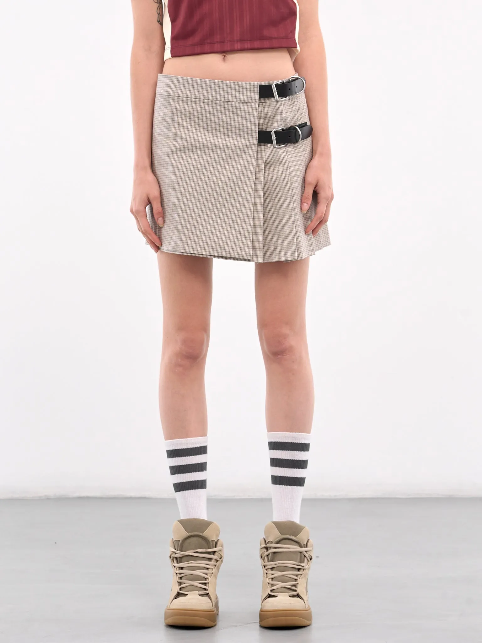 Belted Mini Skirt (BWCU006-AB002-LIGHT-BROWN)