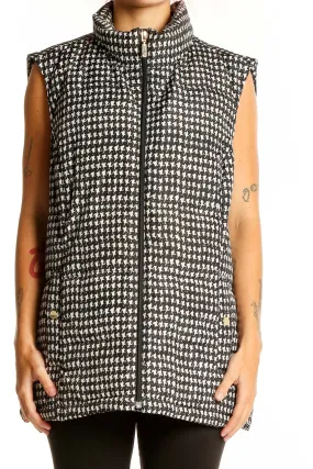 Black and White Houndstooth Puffer Vest