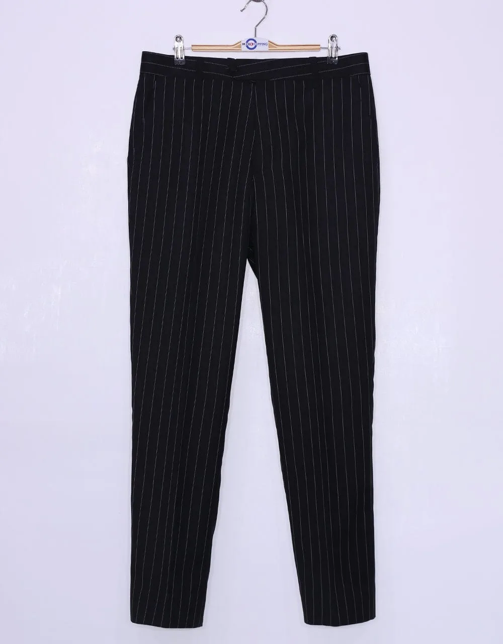 Black and White Pinstripe 4 Button Suit