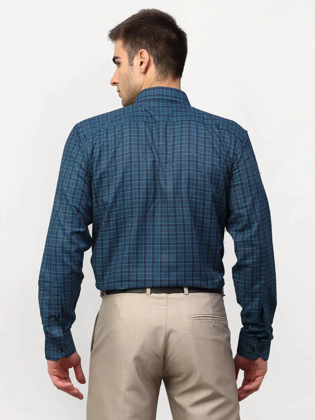 Blue Men's Checked Formal Shirts