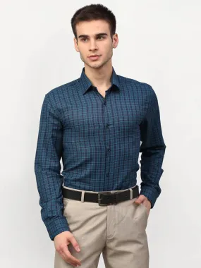 Blue Men's Checked Formal Shirts