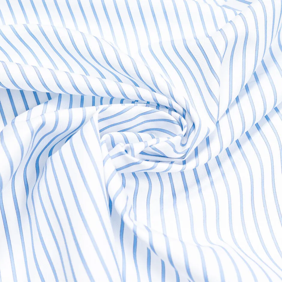 Blue Striped Superfine Herringbone Jacquard Shirting