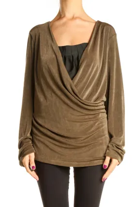 Brown Retro Wrap Top