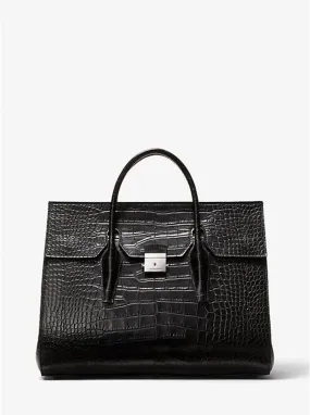 Campbell Crocodile Embossed Leather Weekender Bag