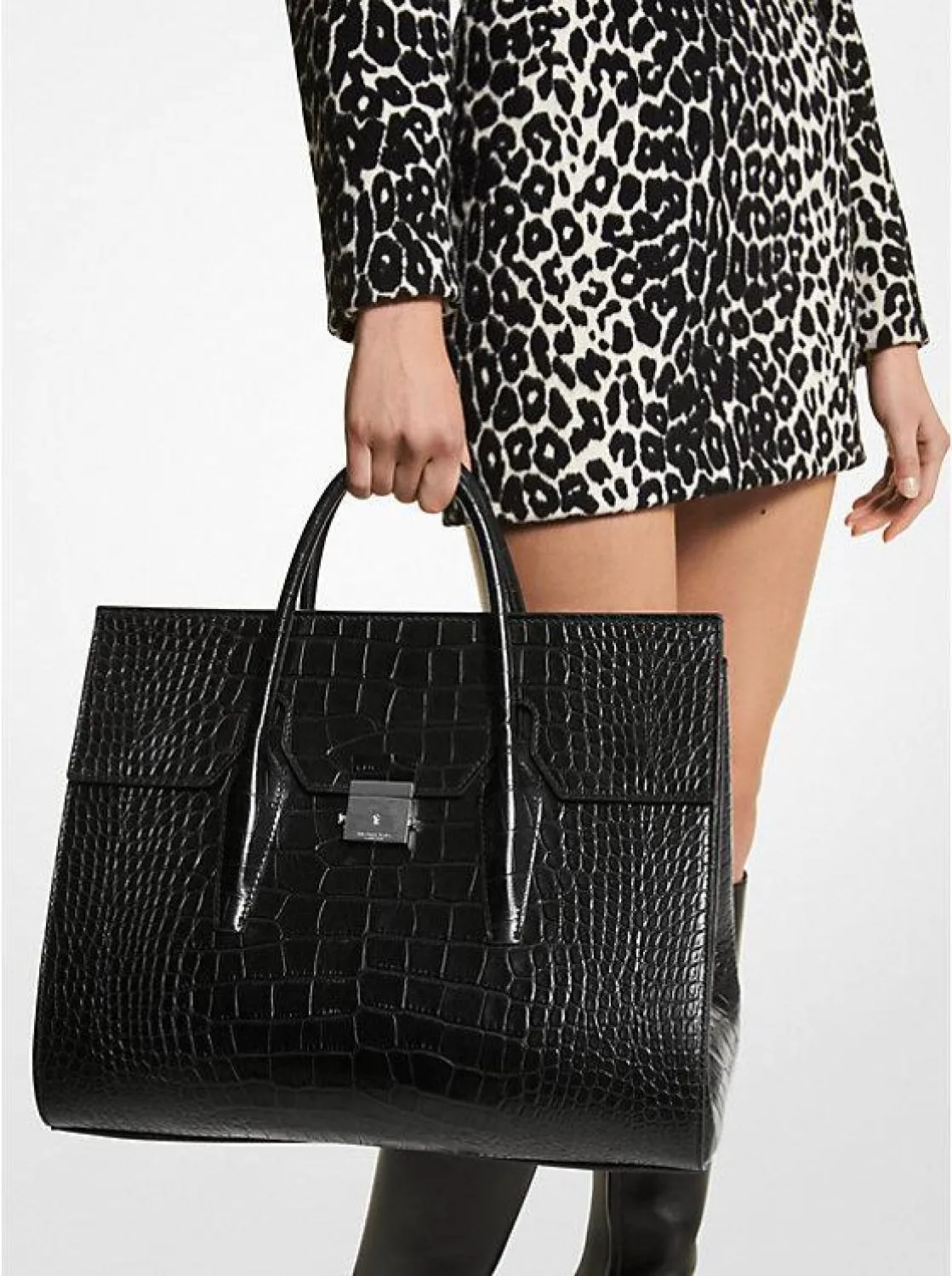 Campbell Crocodile Embossed Leather Weekender Bag