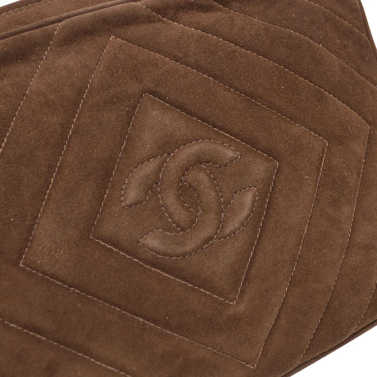 CHANEL 1991-1994 Brown Suede Diamond Camera Bag Small JT06625g