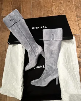 CHANEL Suede Calfskin High Boots