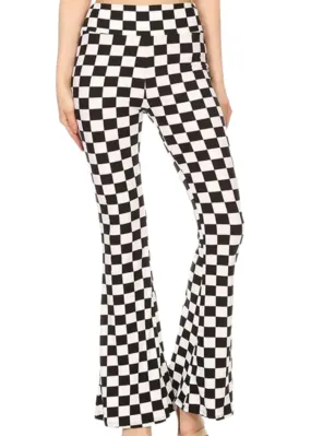 Checkered Bell Bottom Pants Plaid Flare Pants