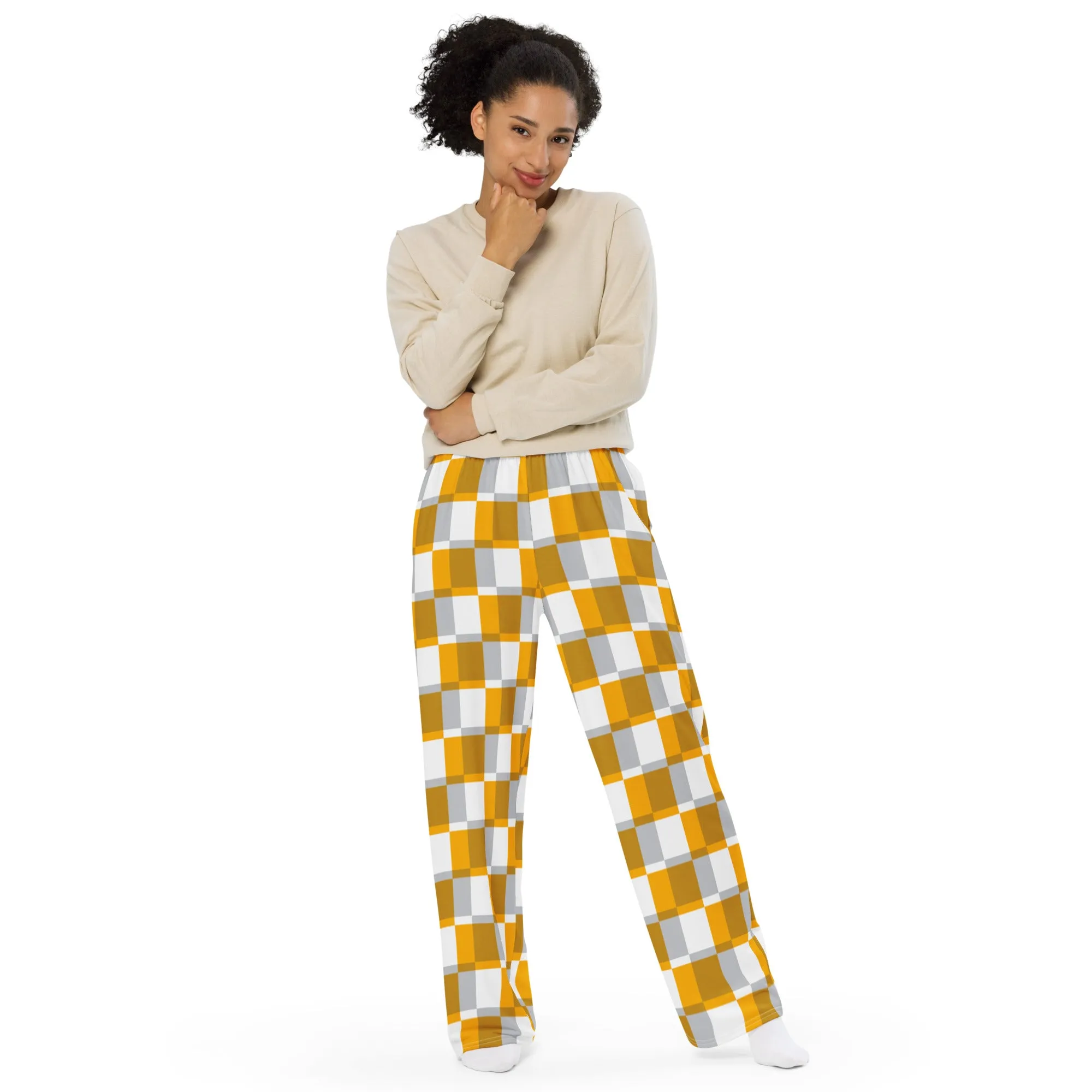 Checkered unisex wide-leg pants