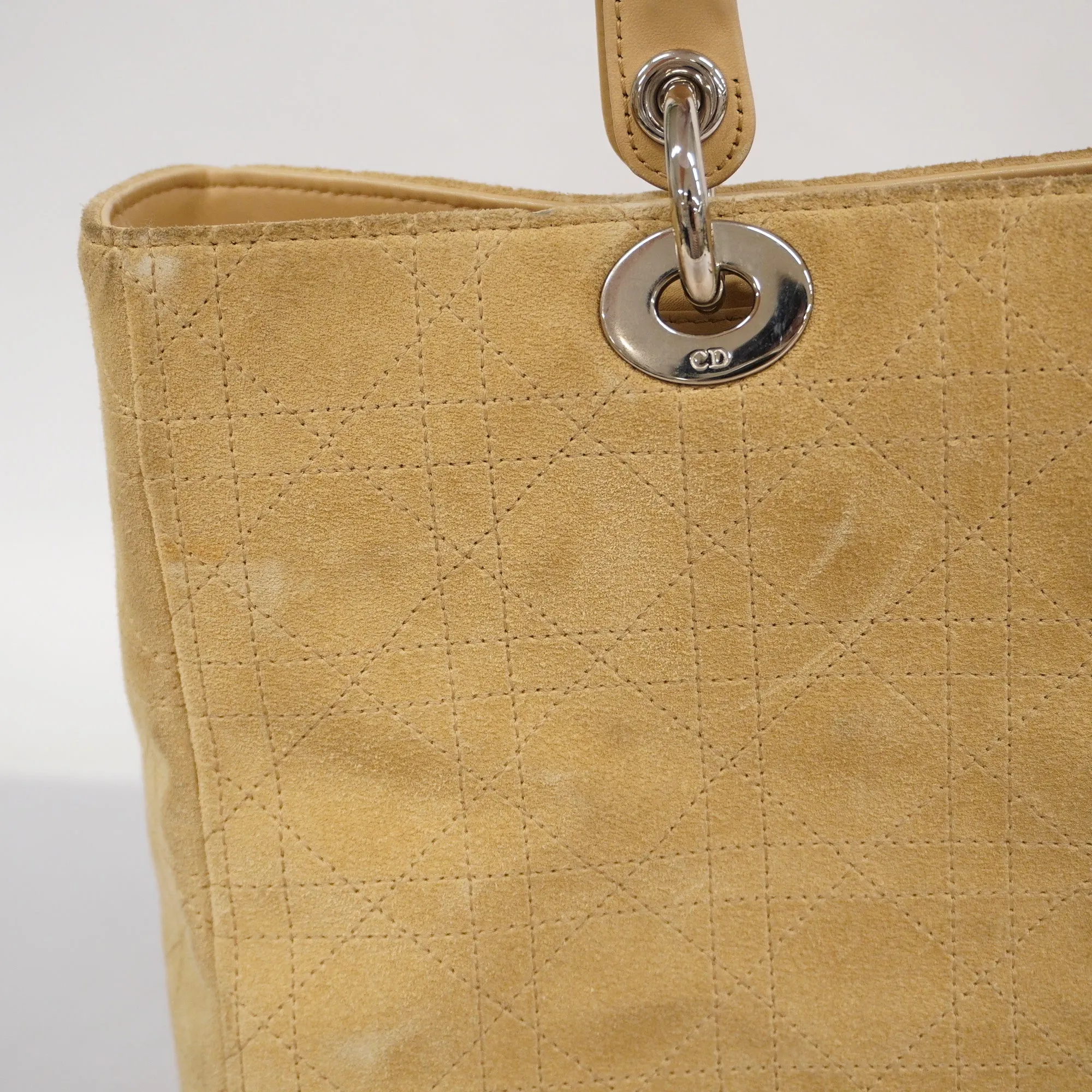 CHRISTIAN DIOR  Cannage/Lady Dior Tote Bag Women's Suede Tote Bag Beige