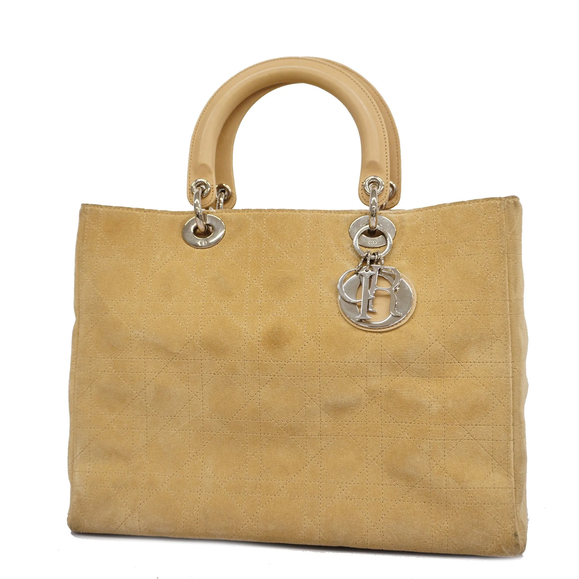 CHRISTIAN DIOR  Cannage/Lady Dior Tote Bag Women's Suede Tote Bag Beige