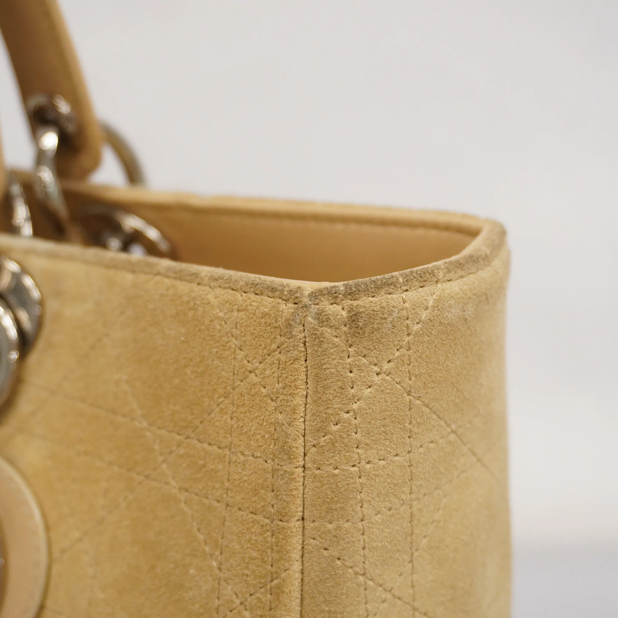 CHRISTIAN DIOR  Cannage/Lady Dior Tote Bag Women's Suede Tote Bag Beige