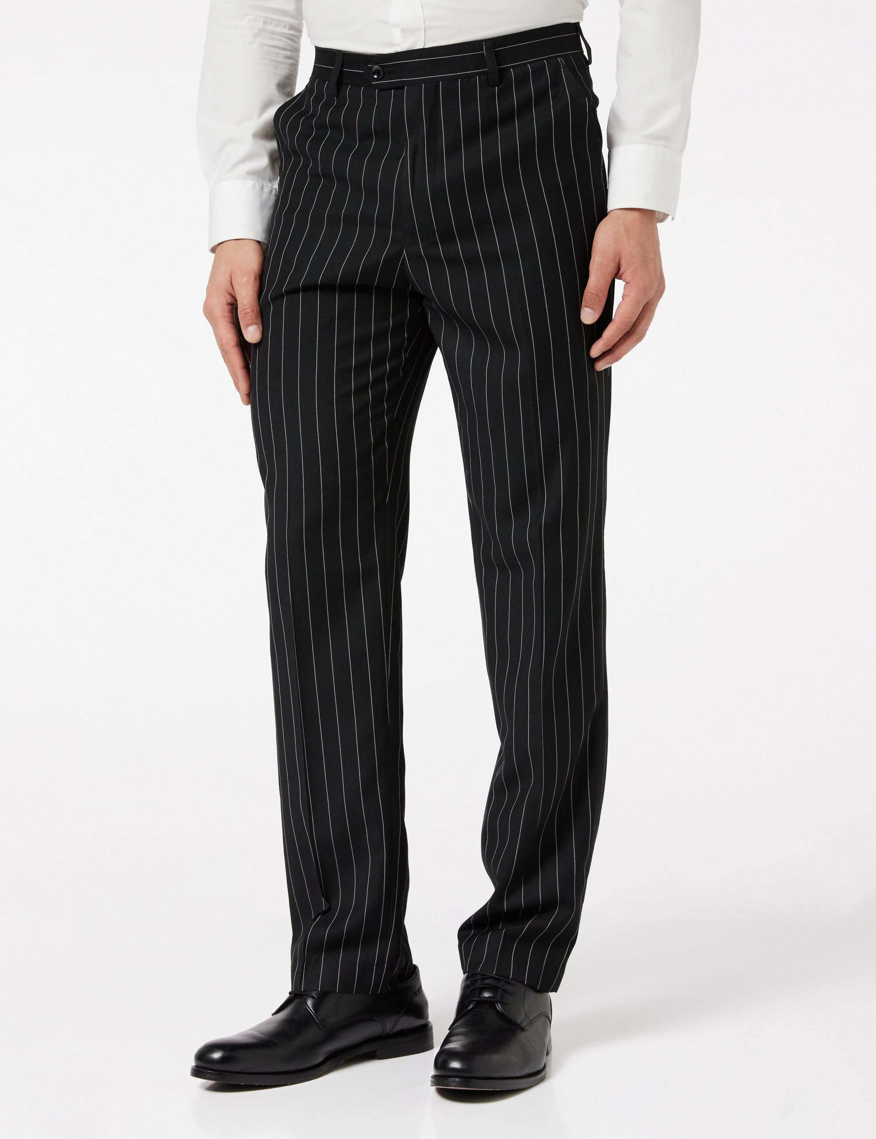 Classic Black White Pinstripe Suit