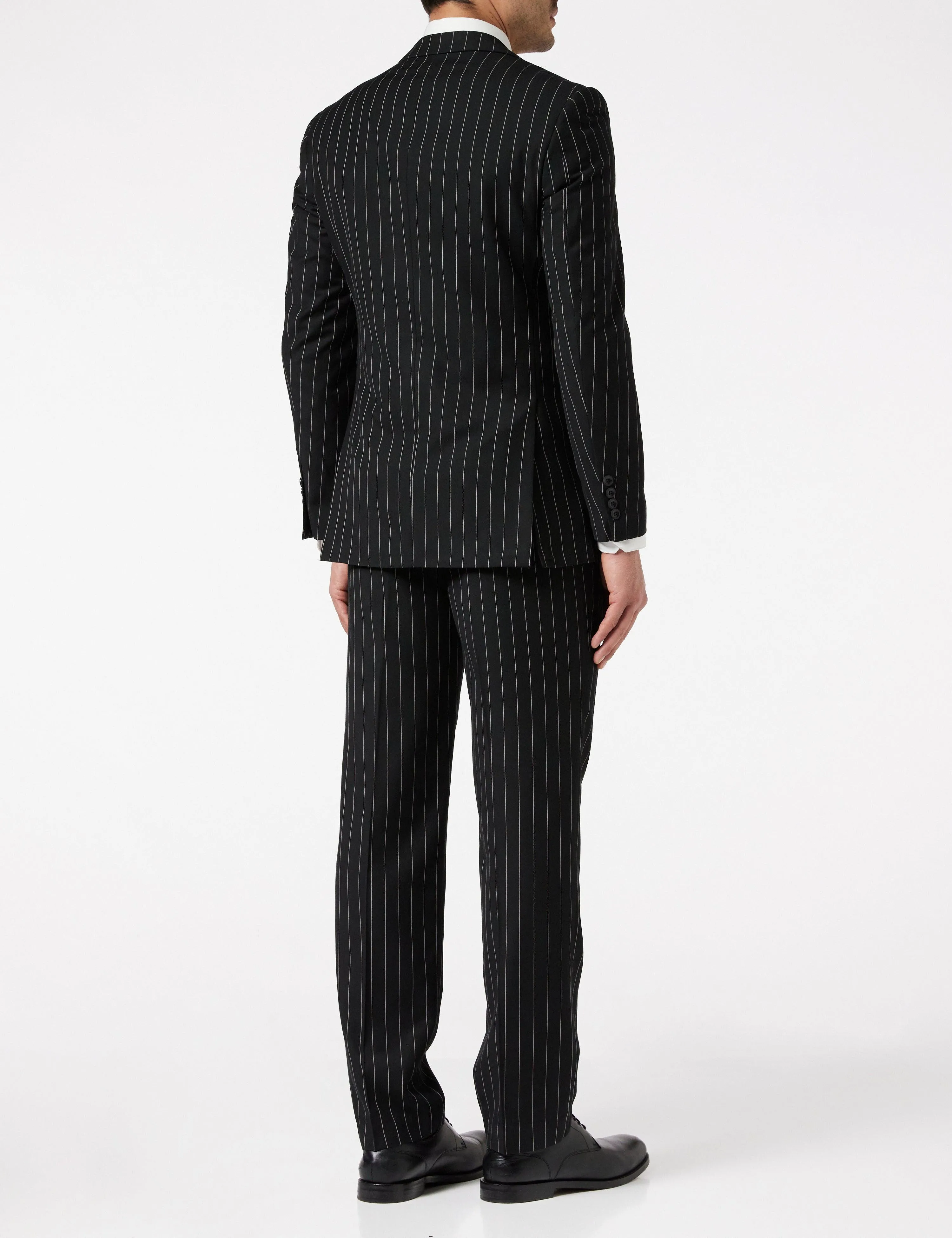 Classic Black White Pinstripe Suit