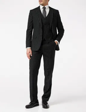 Classic Black White Pinstripe Suit