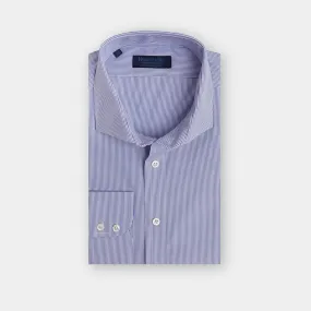 Contemporary Fit, Cutaway Collar, Two Button Cuff Blue Fine Bengal Stripe