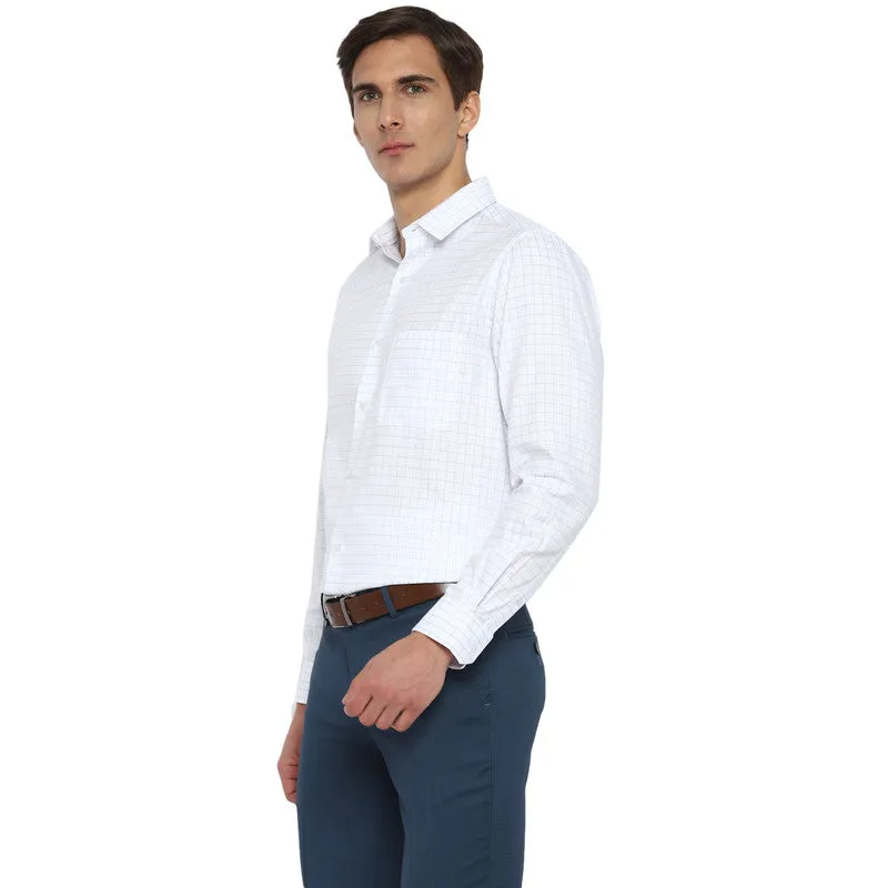 Cotton White Checkered Regular Fit Shirts