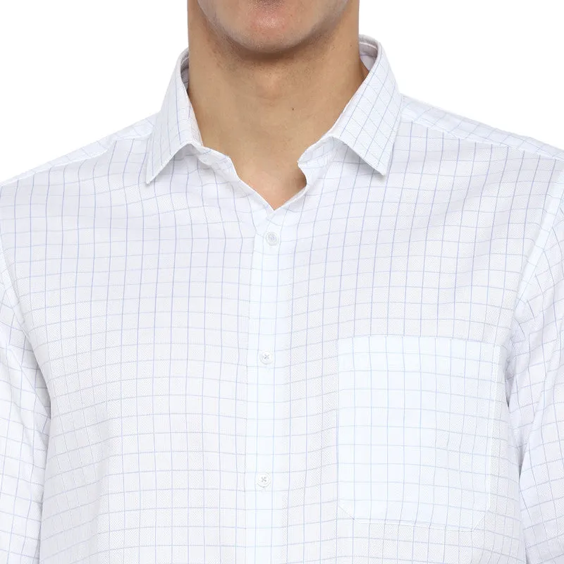 Cotton White Checkered Regular Fit Shirts