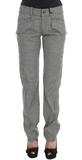 Ermanno Scervino Chic Checkered Black & White Regular Fit Pants