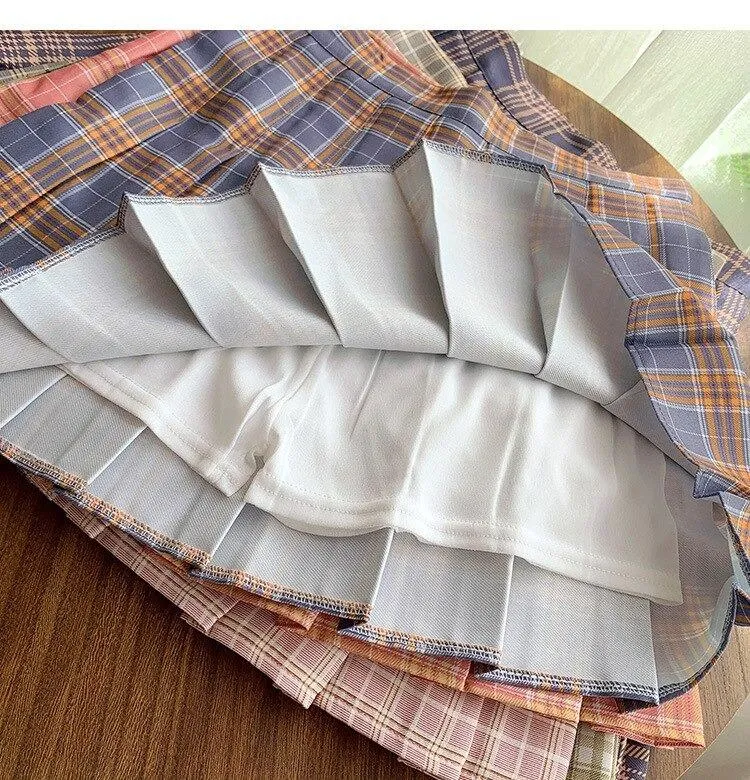 Essential High Waisted Pleated Plaid Skirts