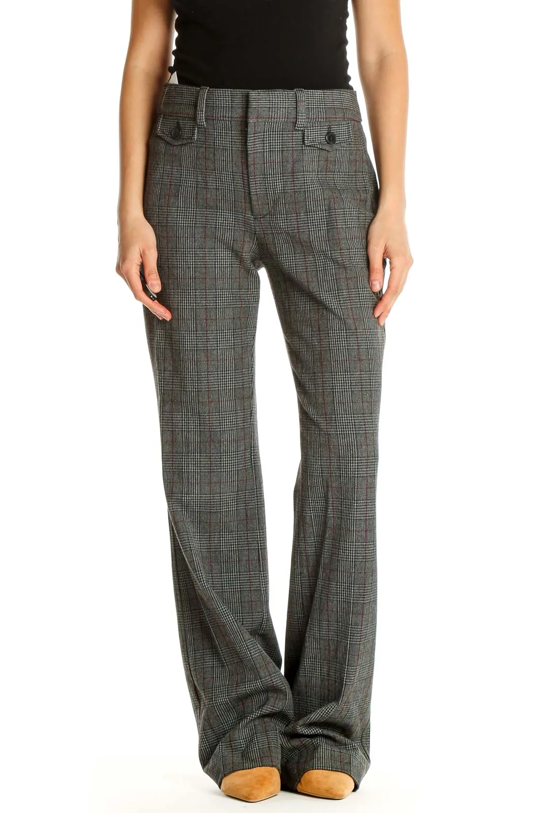 Gray Checkered Retro Trousers