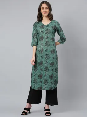 Idalia Green Motifs Printed Kurta