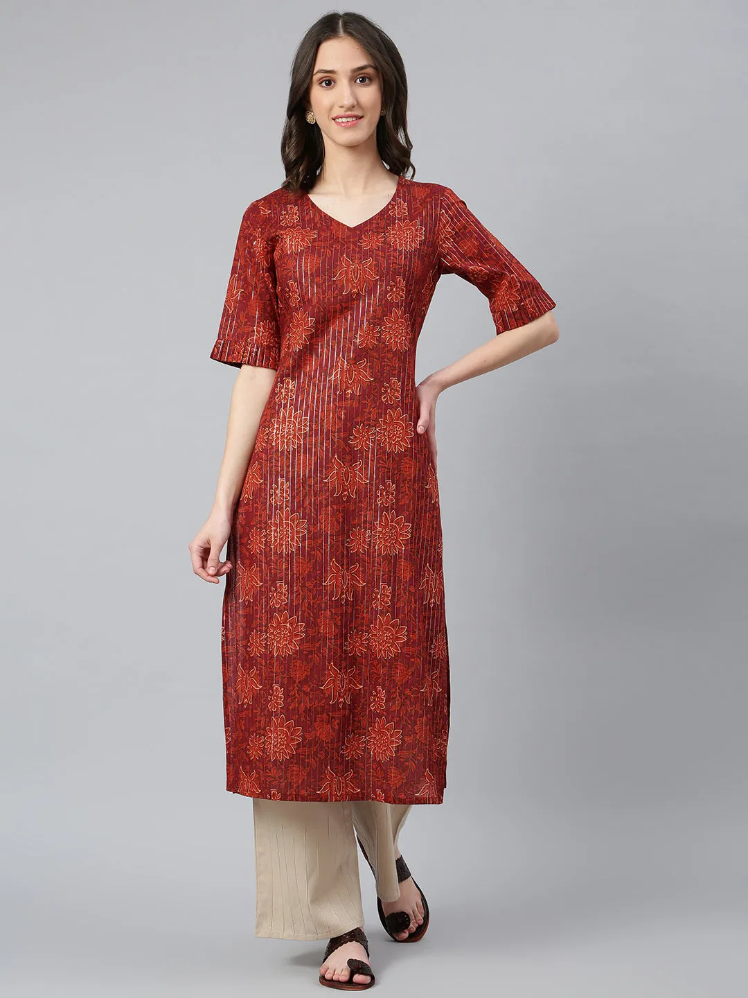 Idalia Orange Printed Kurta