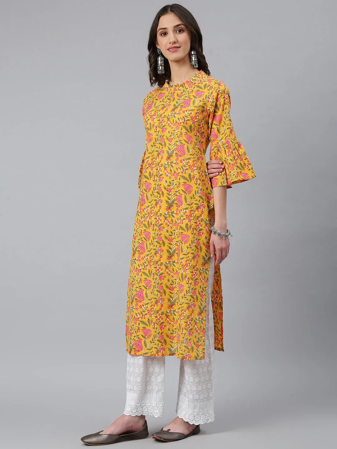 Idalia Yellow Floral Printed Kurta