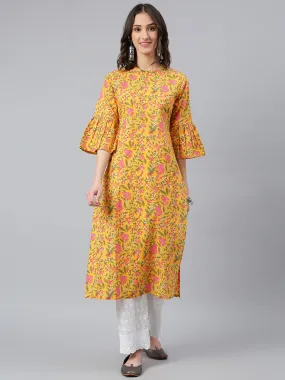 Idalia Yellow Floral Printed Kurta