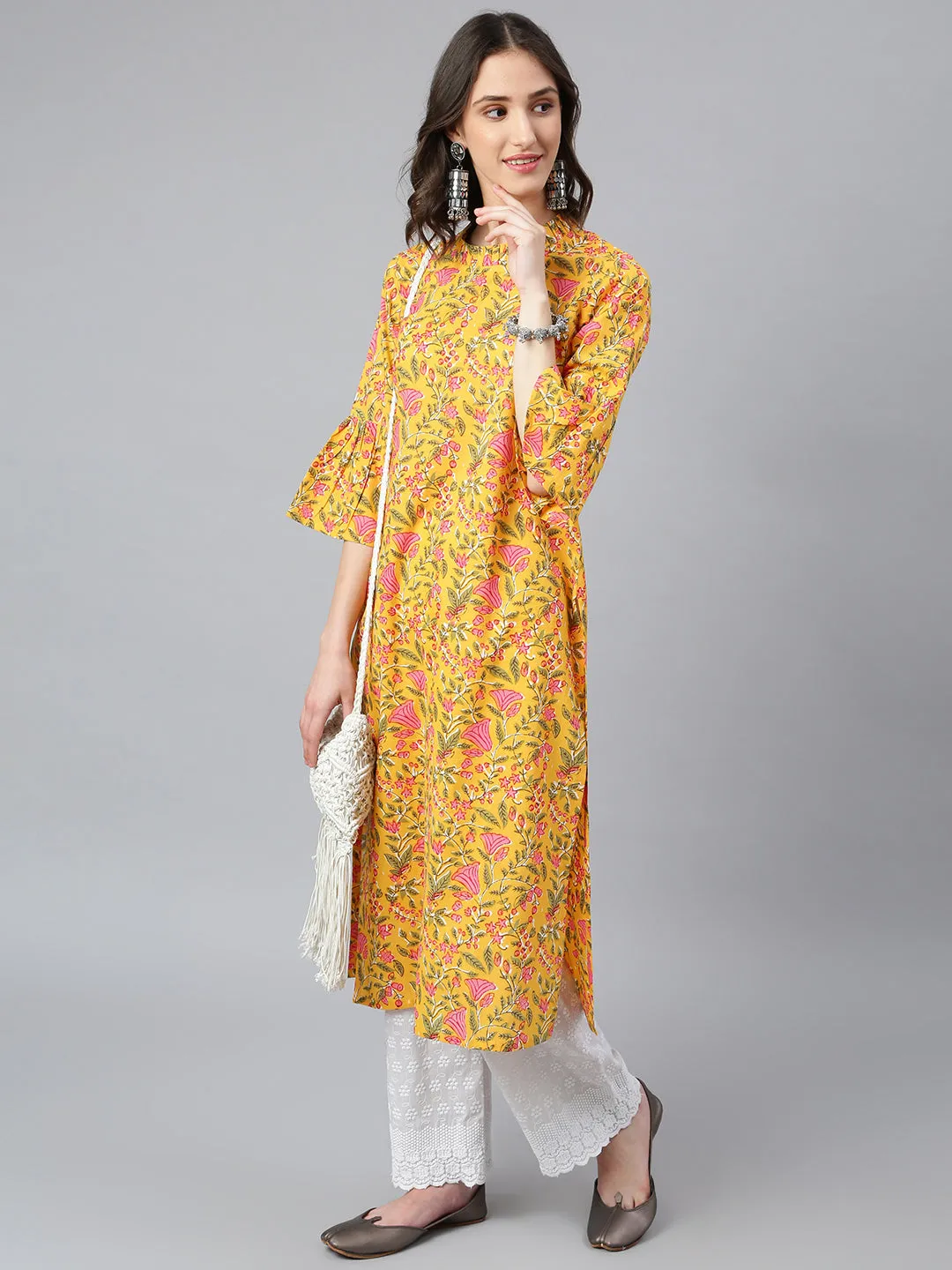 Idalia Yellow Floral Printed Kurta