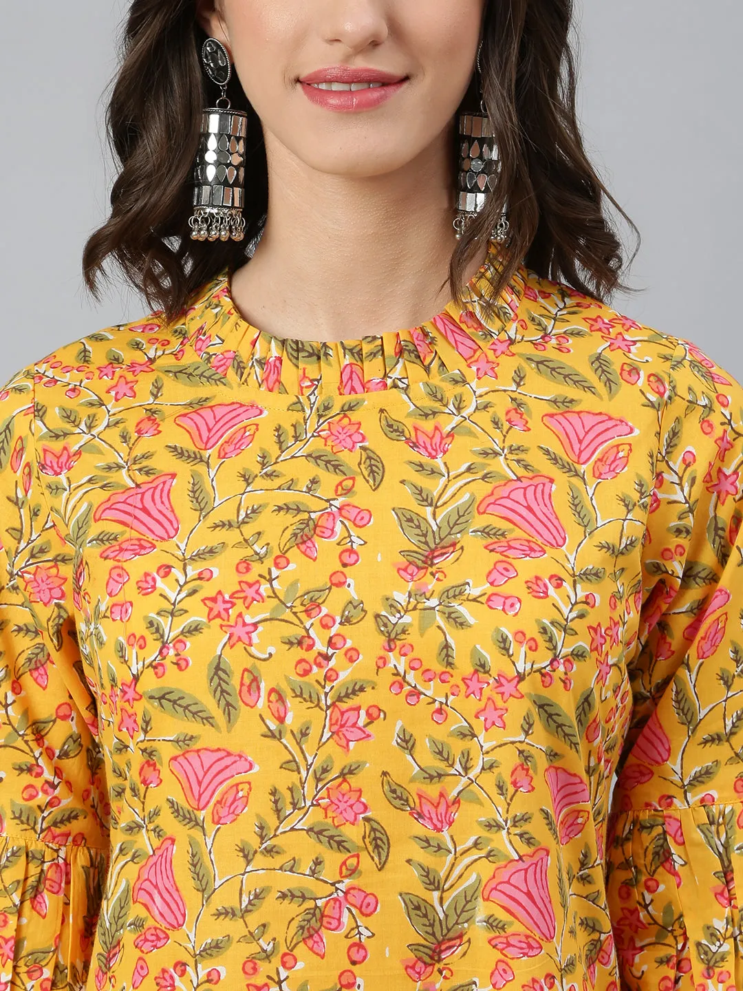 Idalia Yellow Floral Printed Kurta