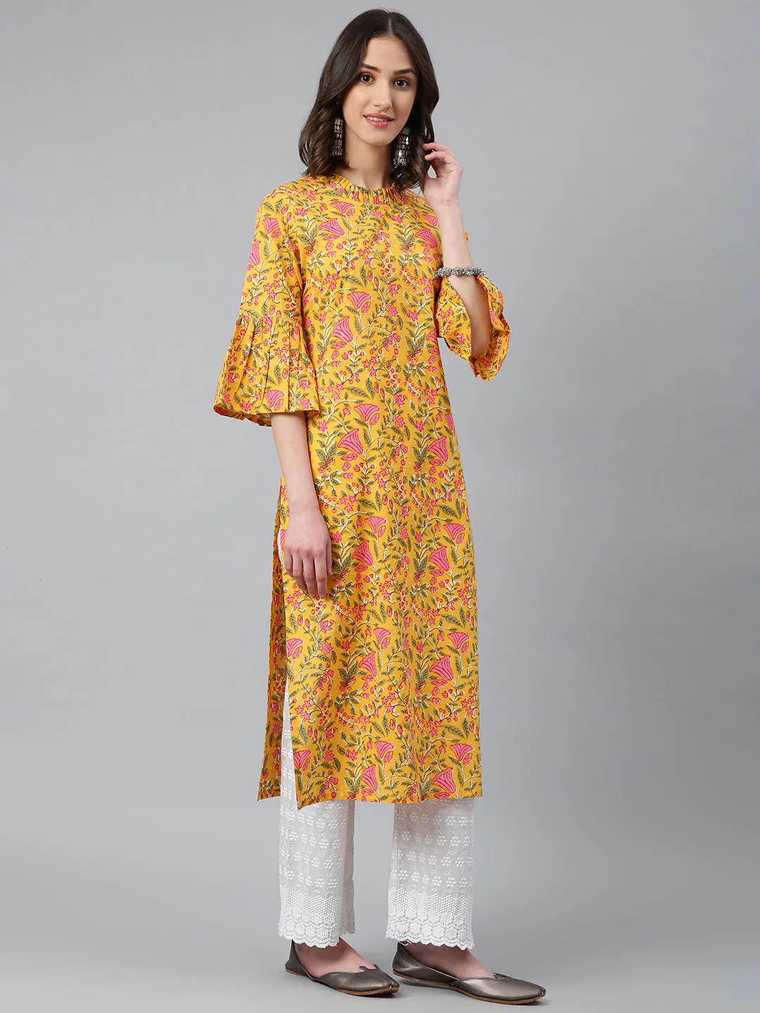 Idalia Yellow Floral Printed Kurta