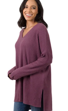 If Only Purple Waffle Knit Top