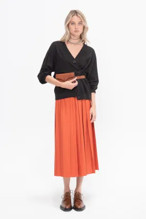 Kick Pleat Exclusive Pleated Skirt, Orange