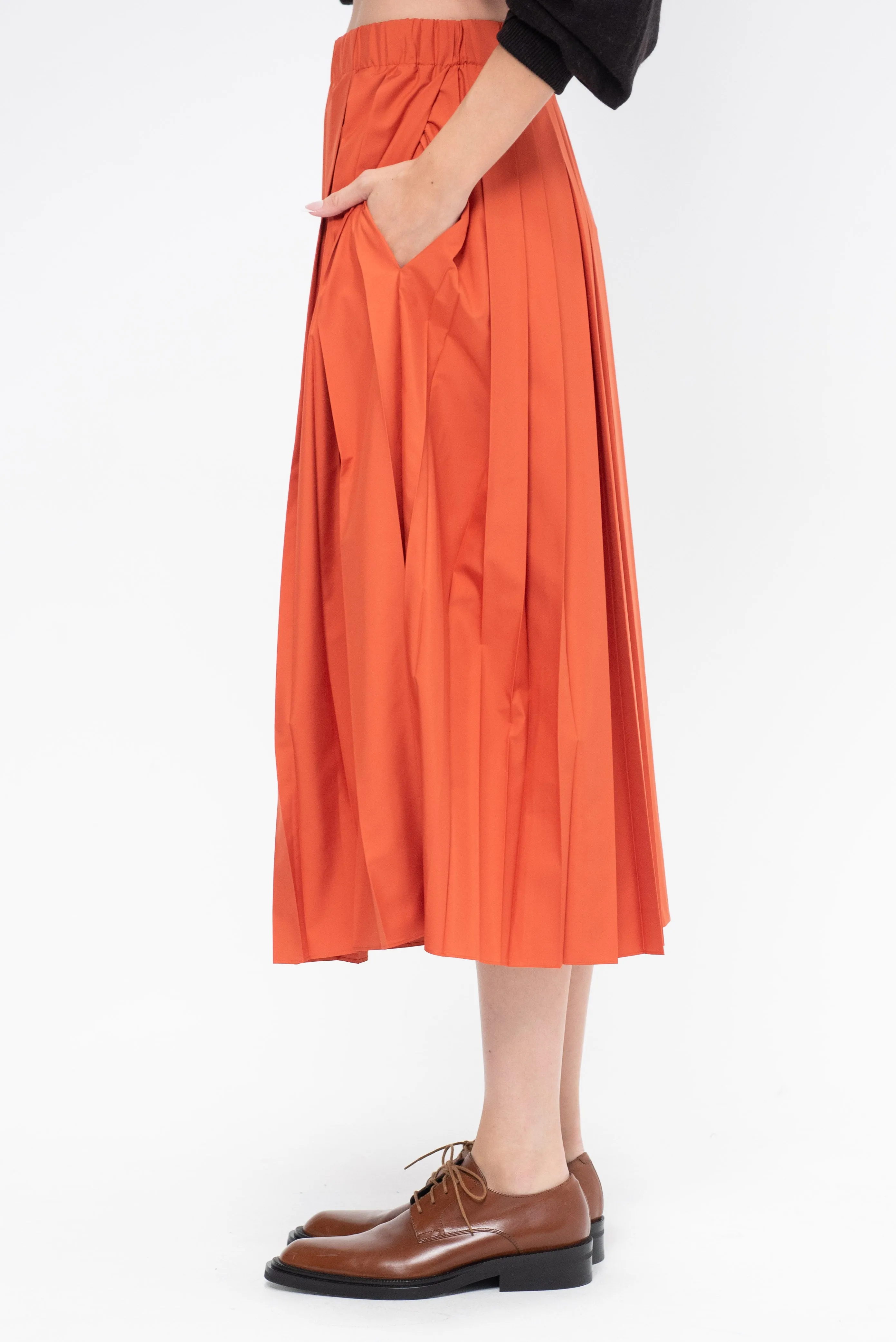 Kick Pleat Exclusive Pleated Skirt, Orange