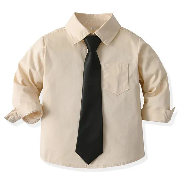 Kids Boys Formal Shirts Toddler Boy Long Sleeve Children Clothing for School Uniform