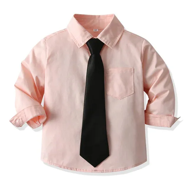 Kids Boys Formal Shirts Toddler Boy Long Sleeve Children Clothing for School Uniform