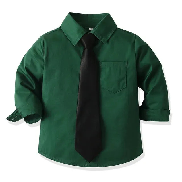 Kids Boys Formal Shirts Toddler Boy Long Sleeve Children Clothing for School Uniform