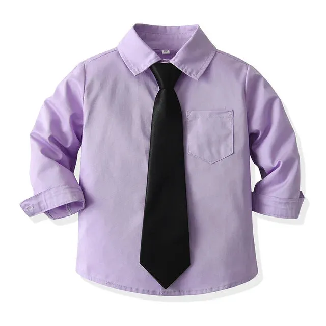 Kids Boys Formal Shirts Toddler Boy Long Sleeve Children Clothing for School Uniform