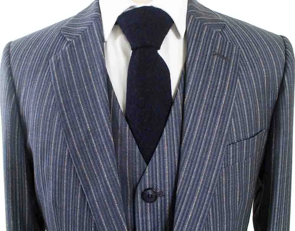 LIGHT BLUE PINSTRIPE WORSTED 3 PIECE SUIT