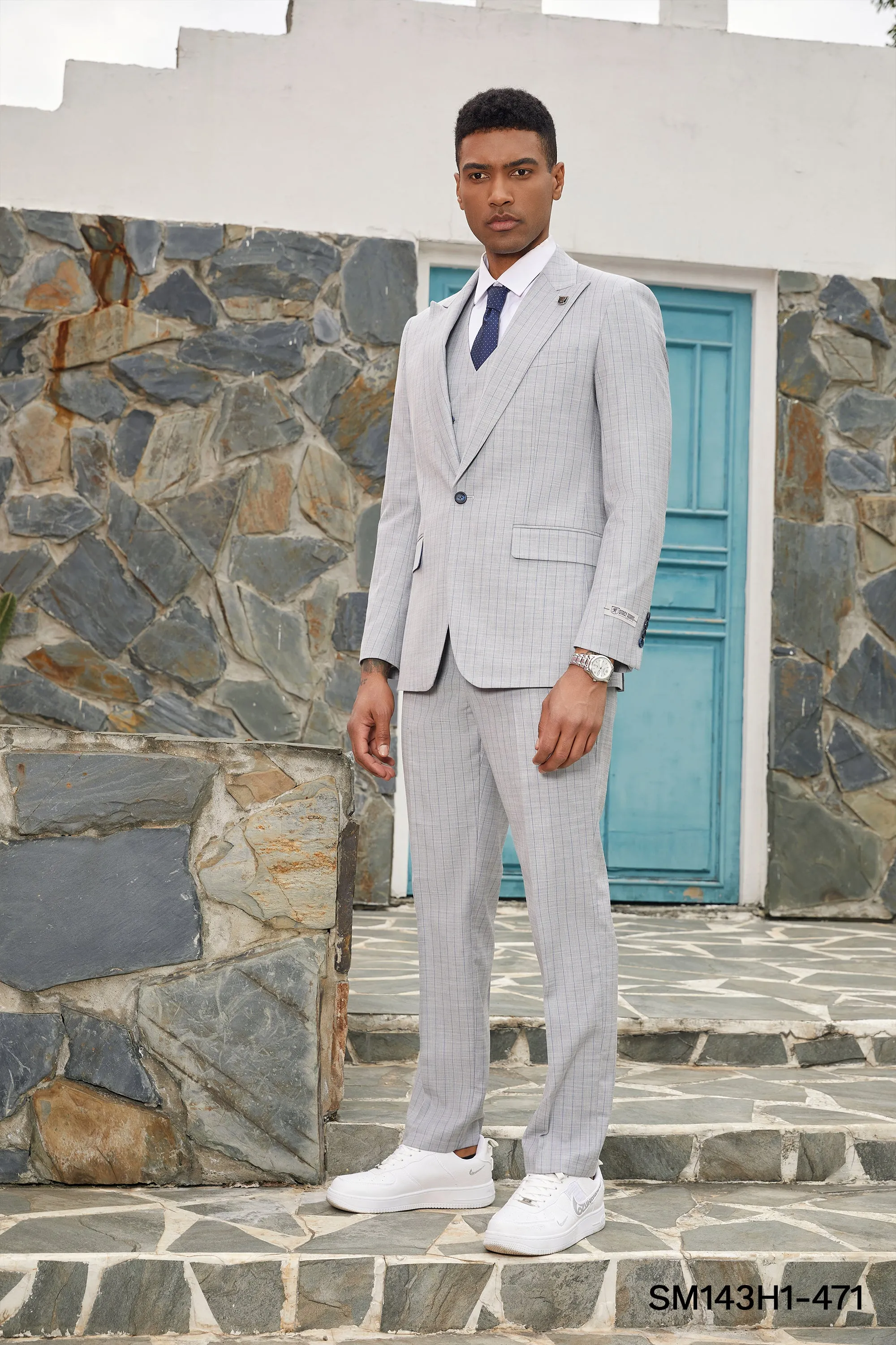 Light Grey Pinstripe 3 PC Stacy Adams Suit