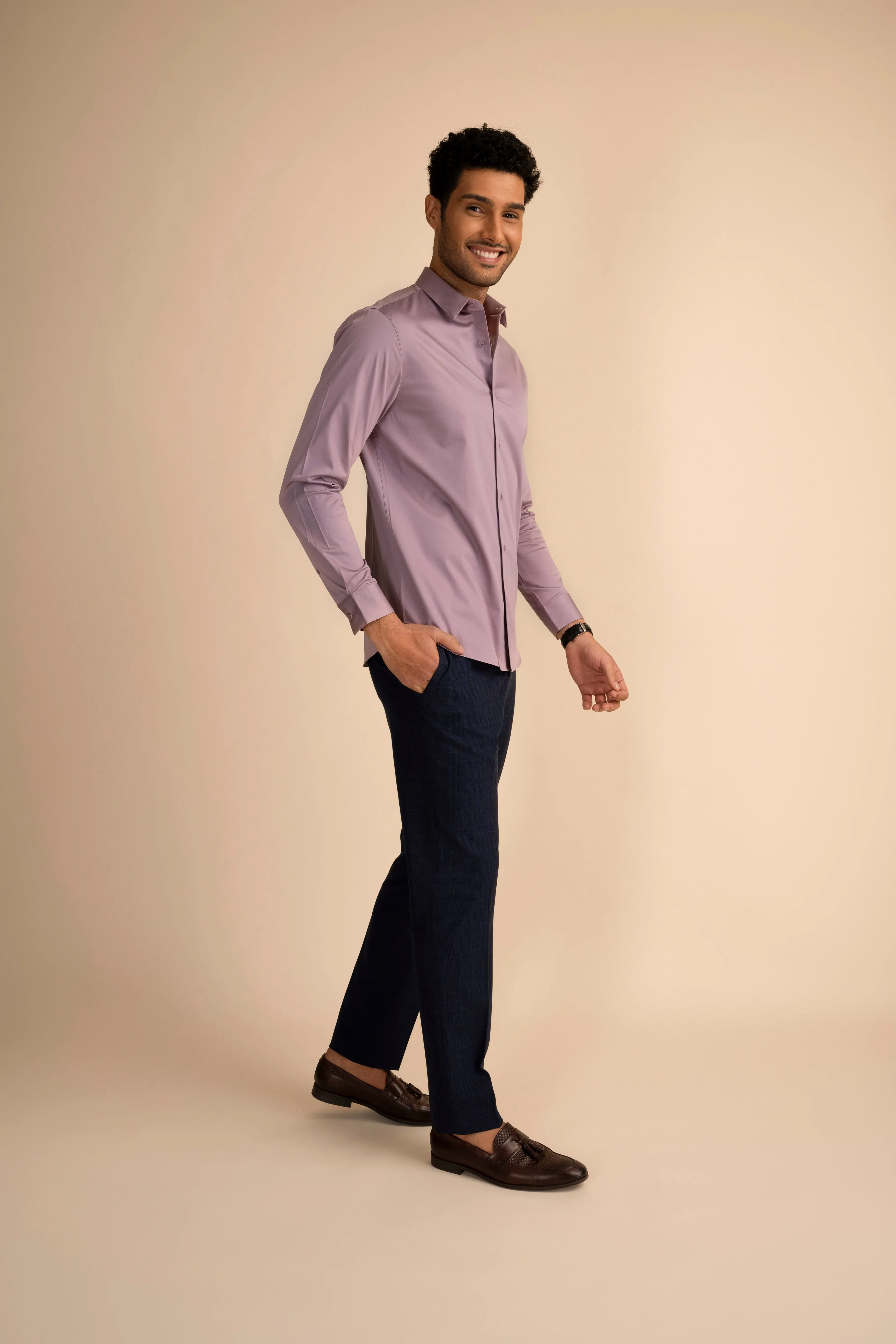 Lilac Stretch Satin Shirt