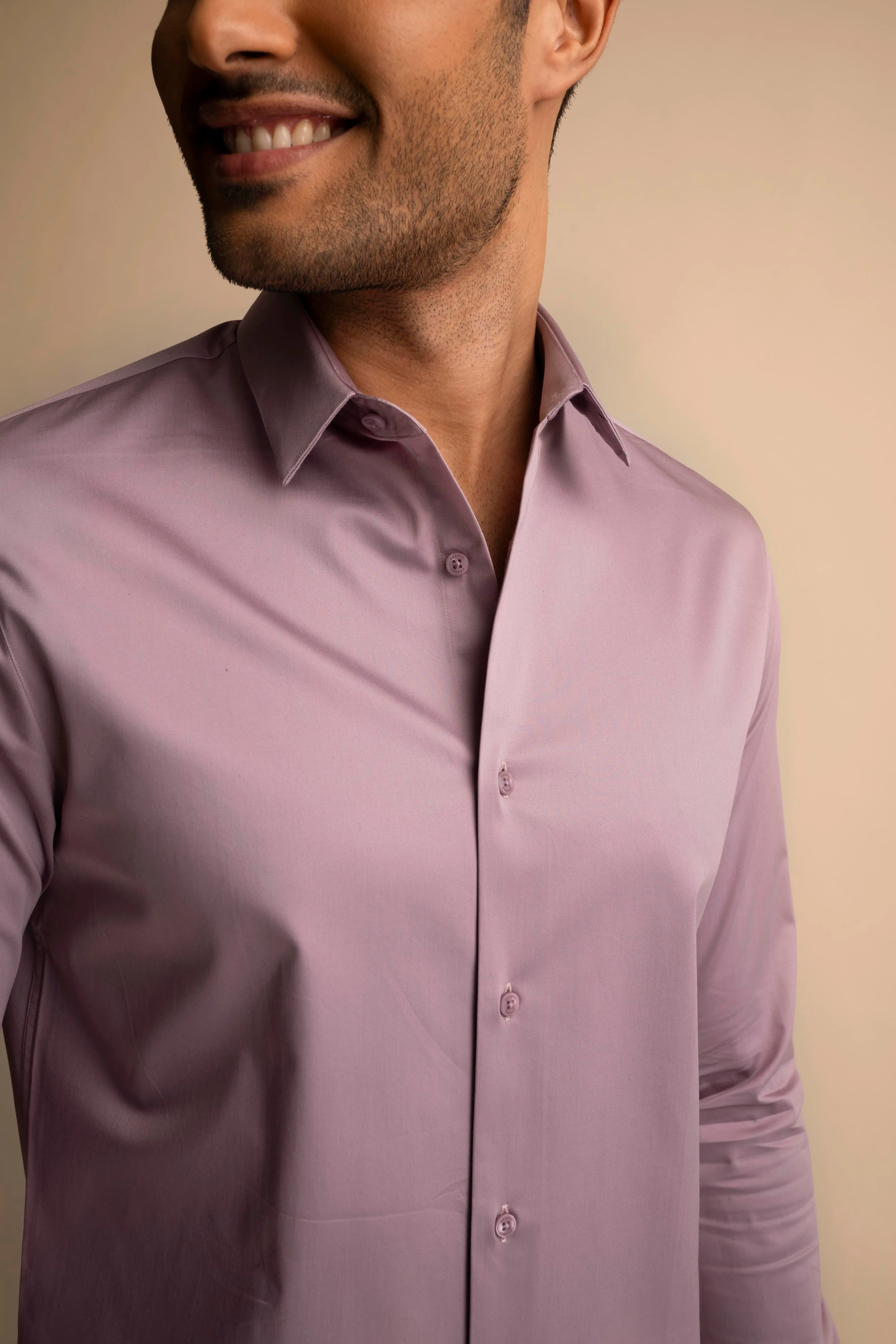 Lilac Stretch Satin Shirt