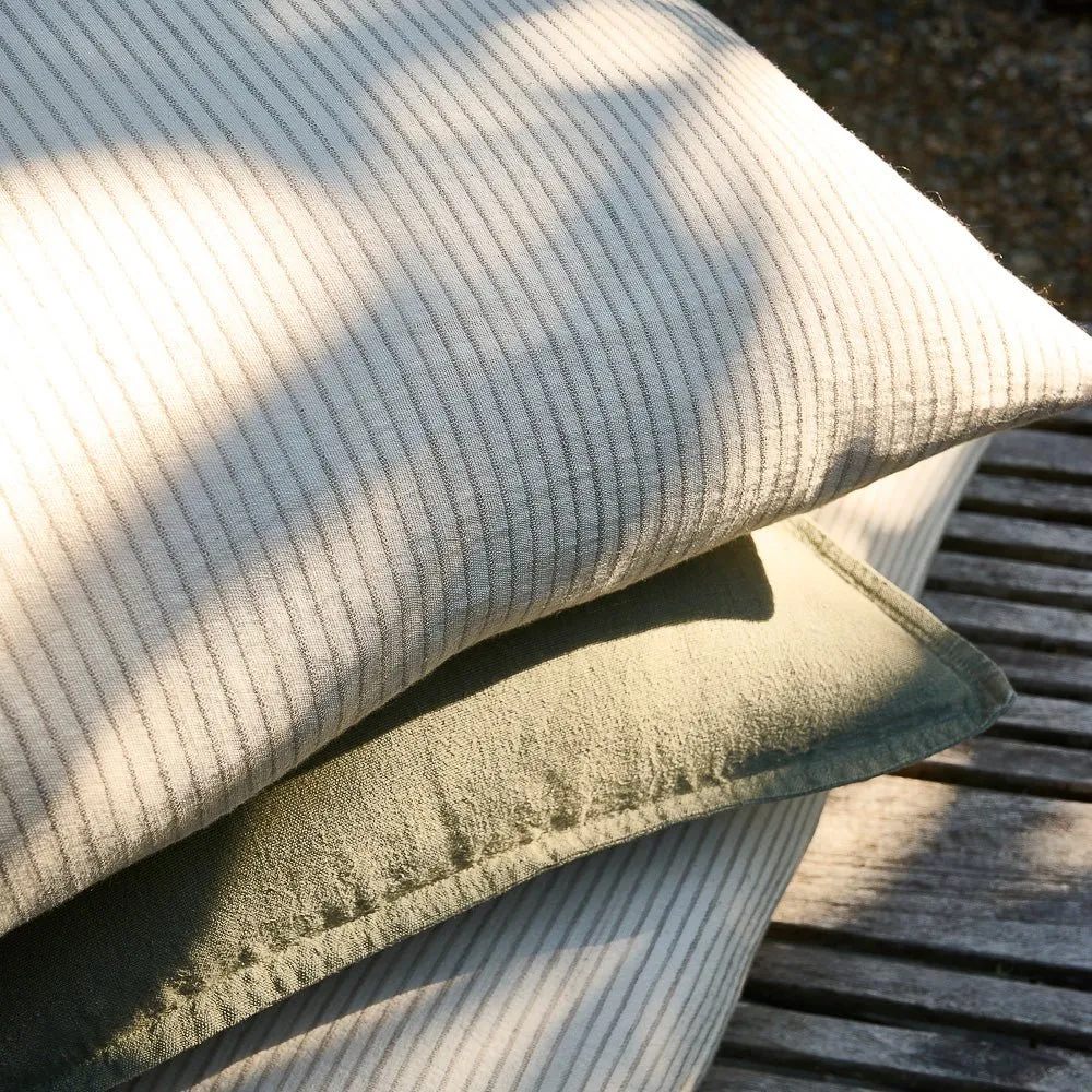 Marina Cushion - Off White w' Silver Grey Stripe