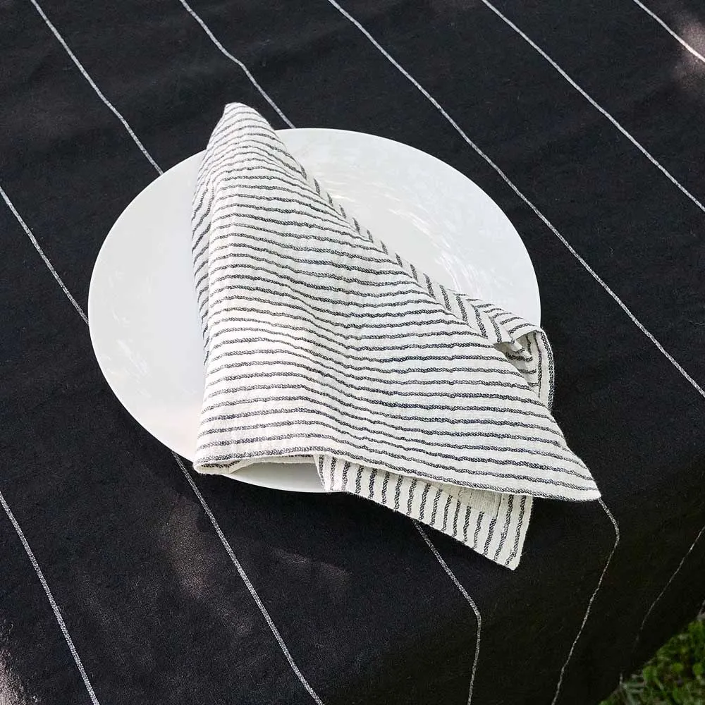 Marina Napkin Set - Off White w' Ink Stripe