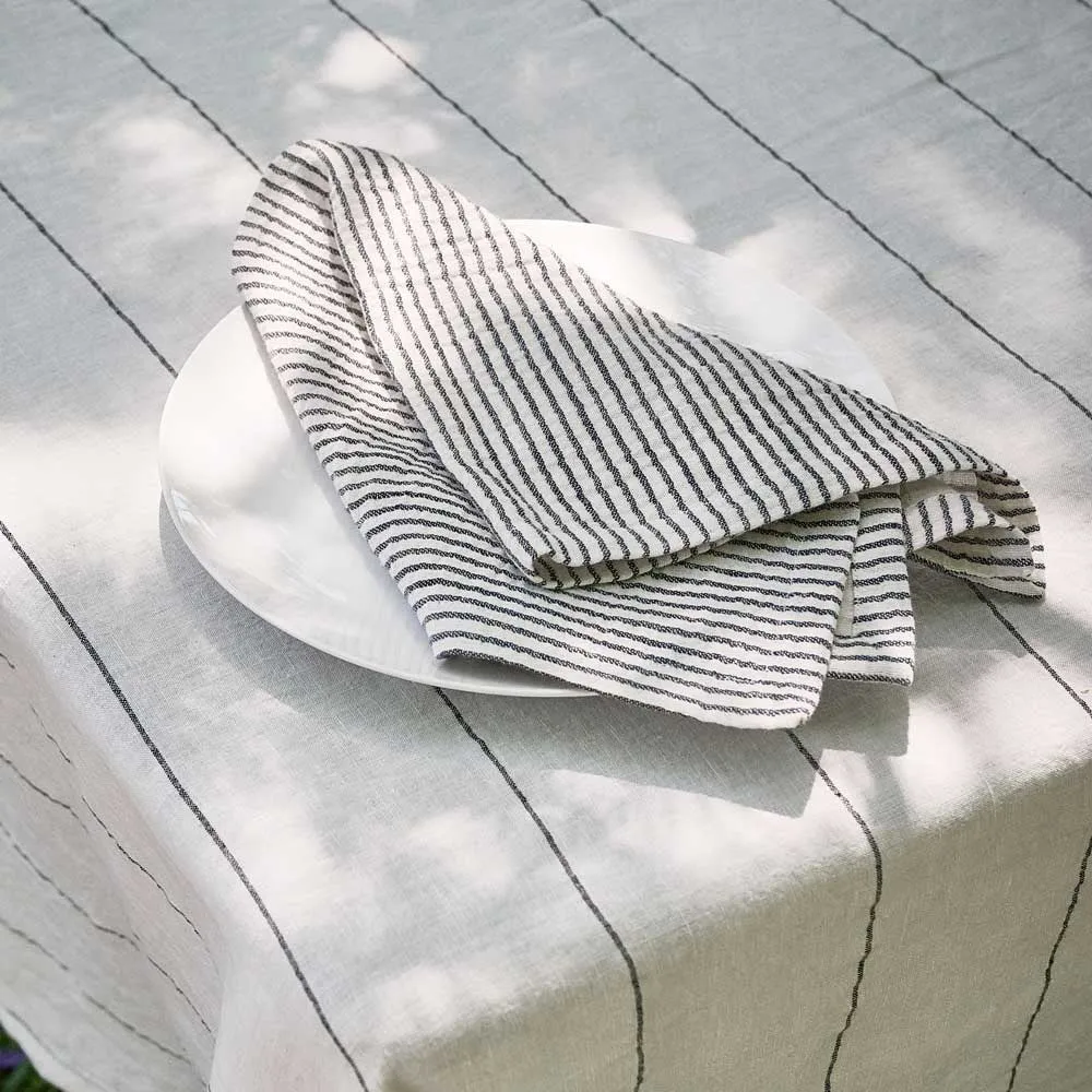 Marina Napkin Set - Off White w' Ink Stripe