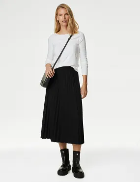 Marks & Spencer Pleated Jersey Midaxi Skirt, Black