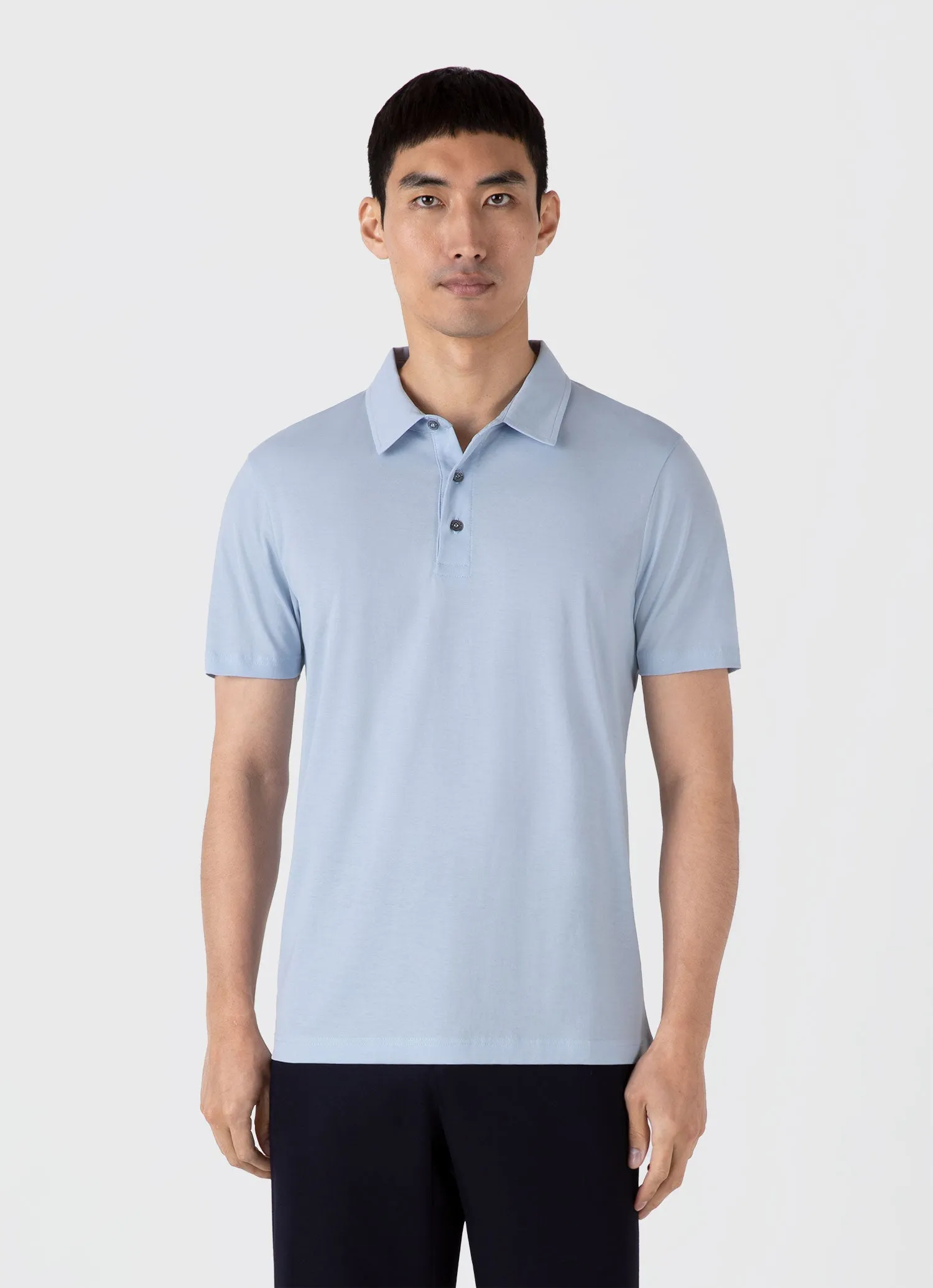 Men's Classic Jersey Polo Shirt in Blue Mist